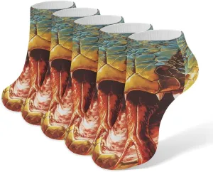Angry Snake 5 Pairs Unisex Activewear Ankle Socks Lightweight Low Cut And No Show Socks