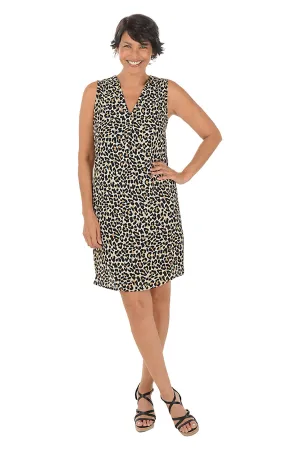 Animal Print Inverted Pleat Sleeveless Dress Trendy Clothing Animal Print Inverted Pleat Sleeveless Dress Comfortable casual dress Soft Glide