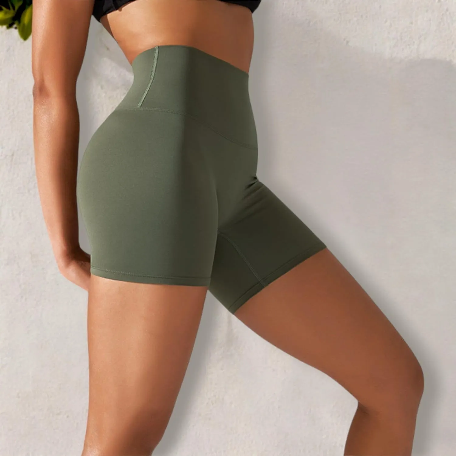 Anna-Kaci Women's High Waist Seamless Biker Shorts with Compression Fit