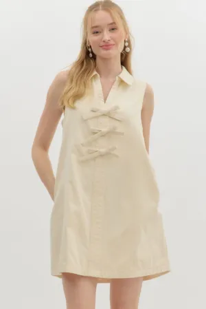 Annabelle Bow Front Mini Dress Relaxed Comfort Bridal-Shower Relax Layers Annabelle Bow Front Mini Dress