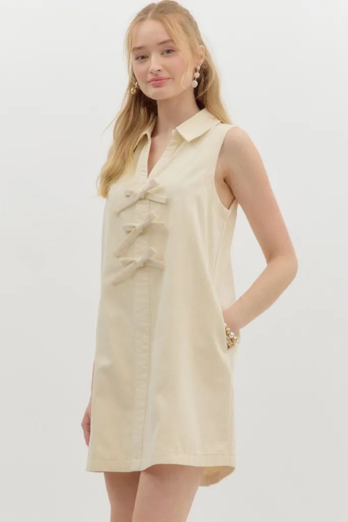 Annabelle Bow Front Mini Dress Gentle Texture