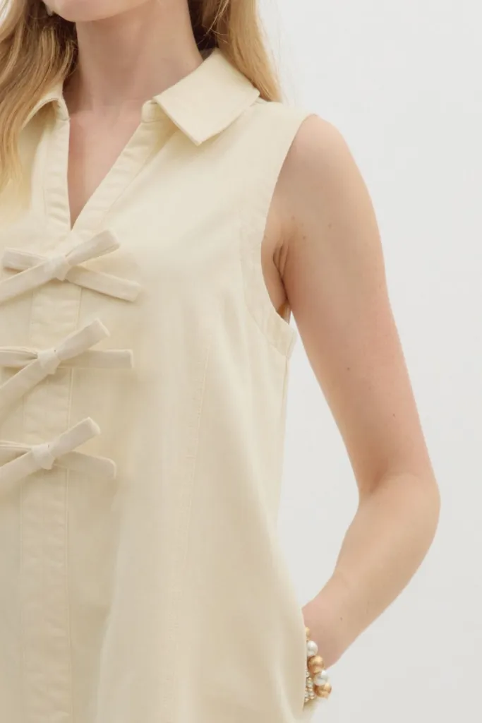 Annabelle Bow Front Mini Dress Relax Tones