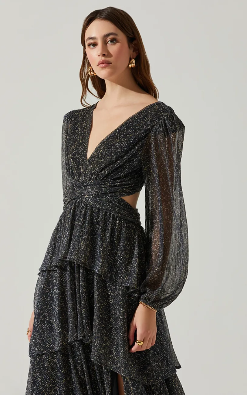 Silky Shape Anora Dress in Black Sparkle