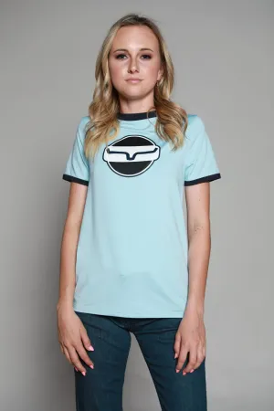 Anti-bacterial Kimes Ranch Womens Union Made Ringer Tee Blue Polyester S/S T-Shirt Kimes Ranch Womens Union Made Ringer Tee Blue Polyester S/S T-Shirt Stretchable Cloth