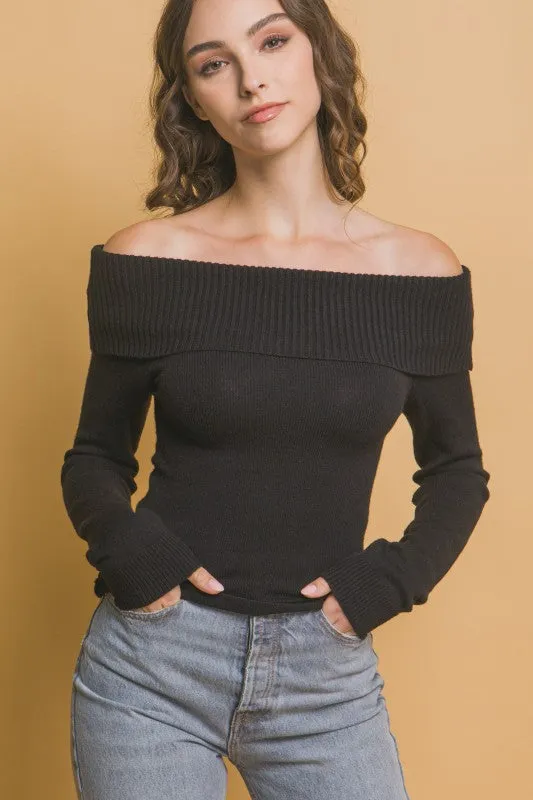 Ruby Ribbed Fitted Off Shoulder Top AllDay Comfort