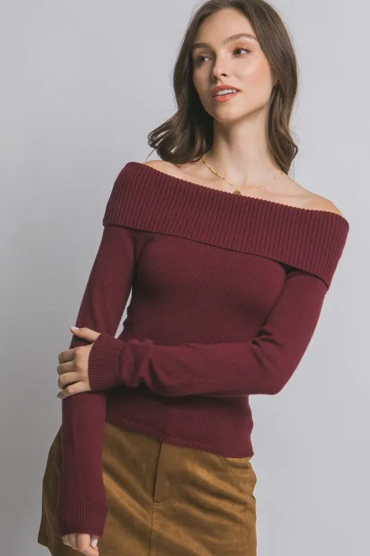 Ruby Ribbed Fitted Off Shoulder Top Fun and Relaxed