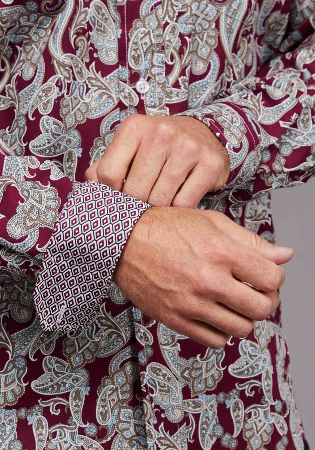 Active Lifestyle Oversized style Stetson Mens 2035 Country Paisley Wine 100% Cotton 1 Pkt L/S Shirt