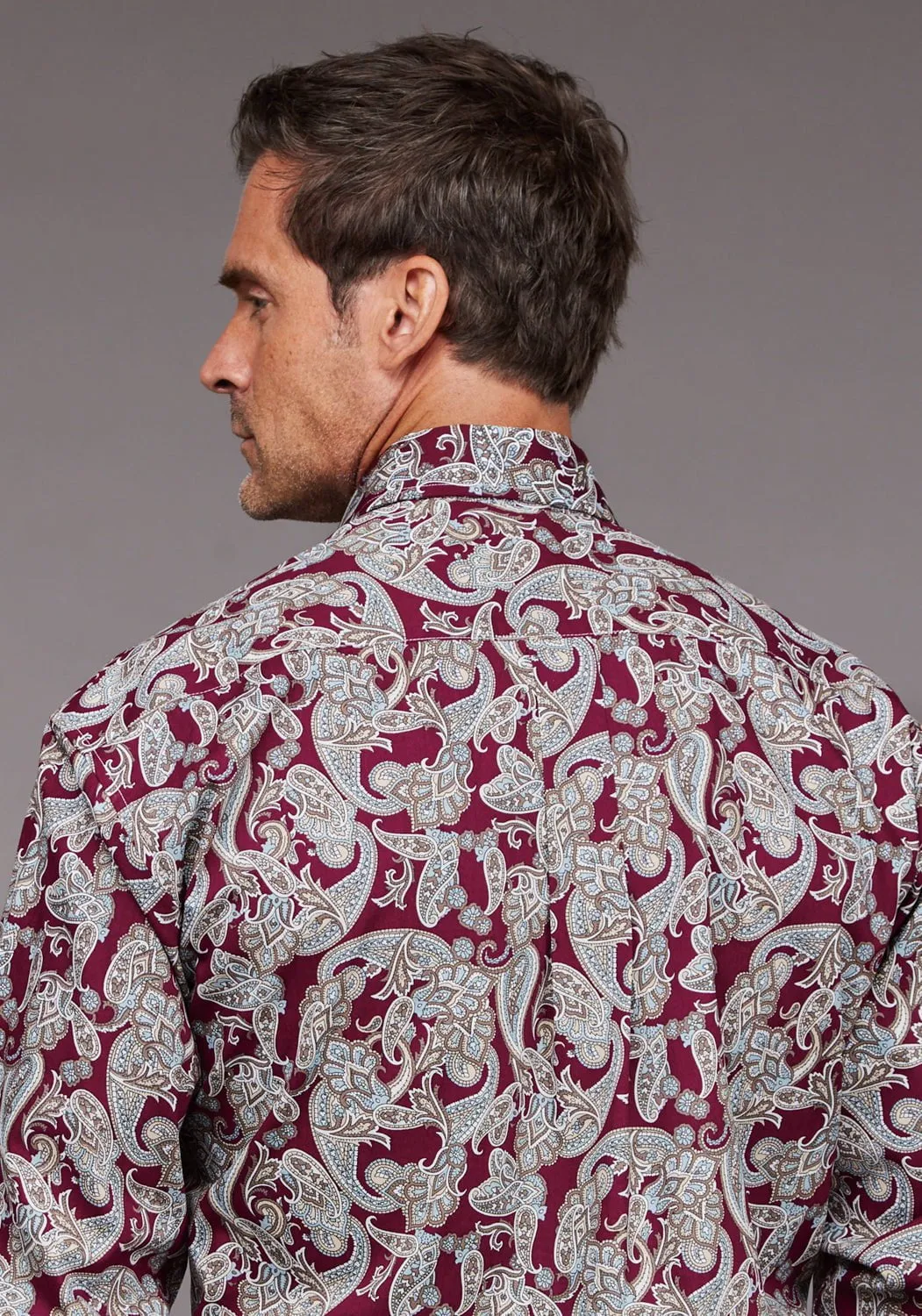 Exclusive Collection Chill Wear Stetson Mens 2035 Country Paisley Wine 100% Cotton 1 Pkt L/S Shirt