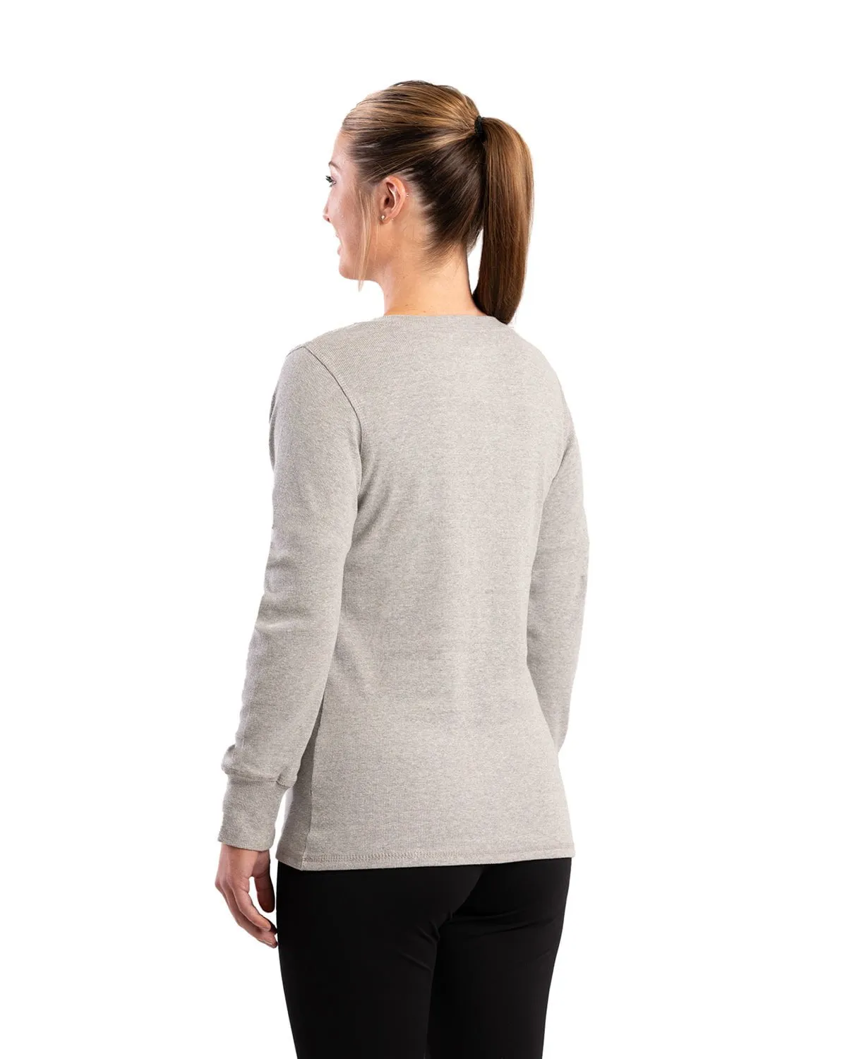 Versatile Design Berne Mens Heavyweight Rib-Knit Grey Cotton Blend L/S Henley