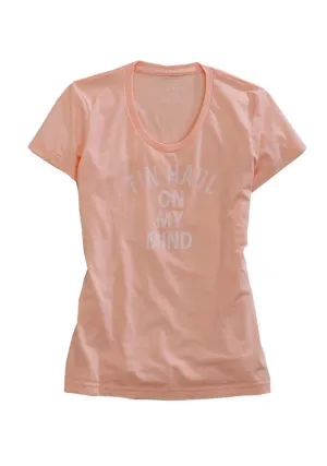 Anti Pilling Tin Haul Womens On My Mind Peach Cotton Blend S/S T-Shirt Tin Haul Womens On My Mind Peach Cotton Blend S/S T-Shirt Camouflage Style Tuckable Hem