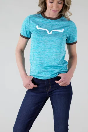 Anti Slip Hem Kimes Ranch Womens Steadfast Ringer Tee Teal Poly/Spandex S/S T-Shirt Gym Wear Sustainable Design Kimes Ranch Womens Steadfast Ringer Tee Teal Poly/Spandex S/S T-Shirt