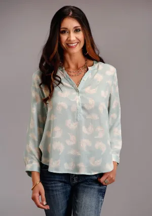 Antimicrobial Coating Stetson Womens Aqua Rayon/Nylon Feathers S/S Blouse Stetson Womens Aqua Rayon/Nylon Feathers S/S Blouse Metallic Finish Tropical theme