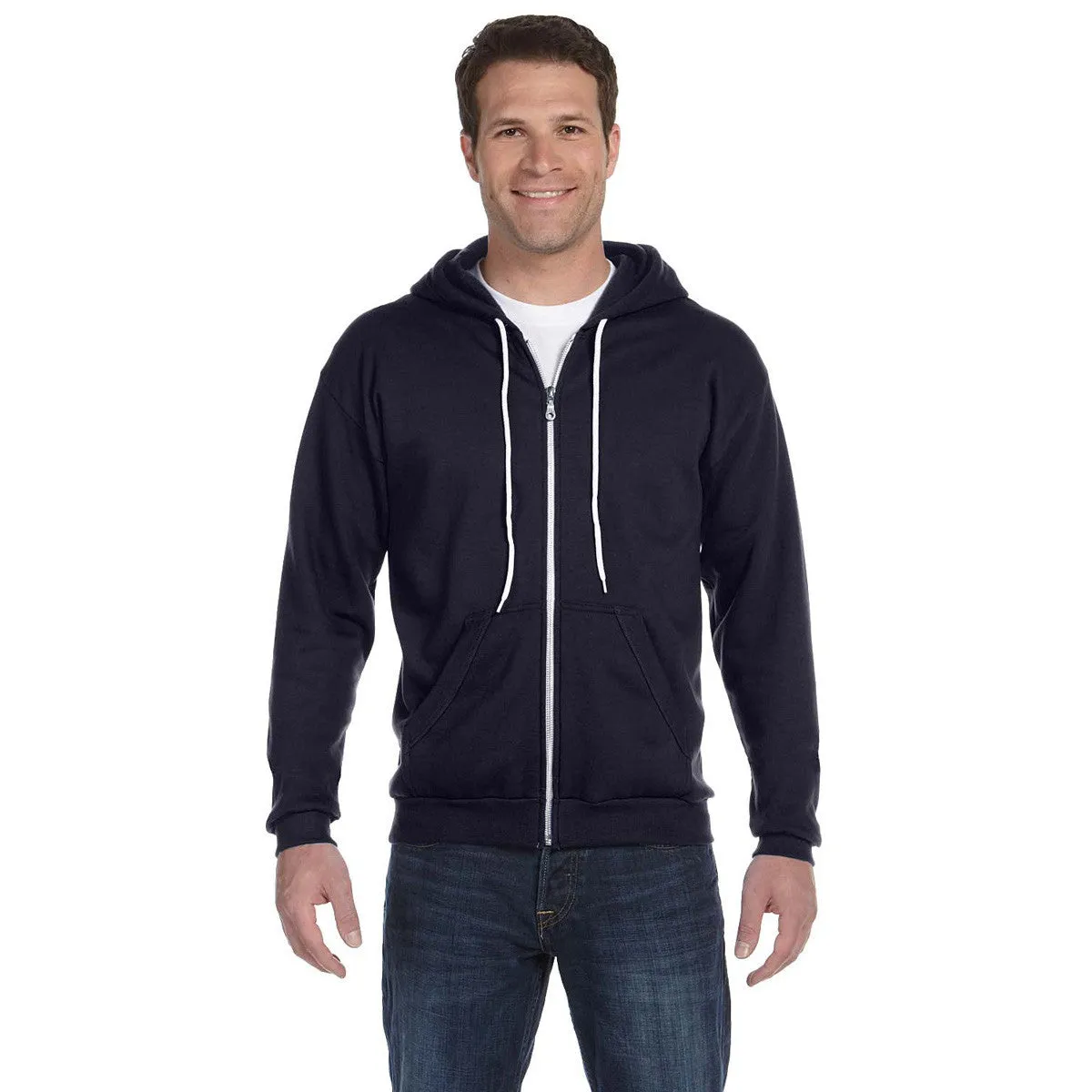 Anvil Men's Navy Full-Zip Hooded Fleece