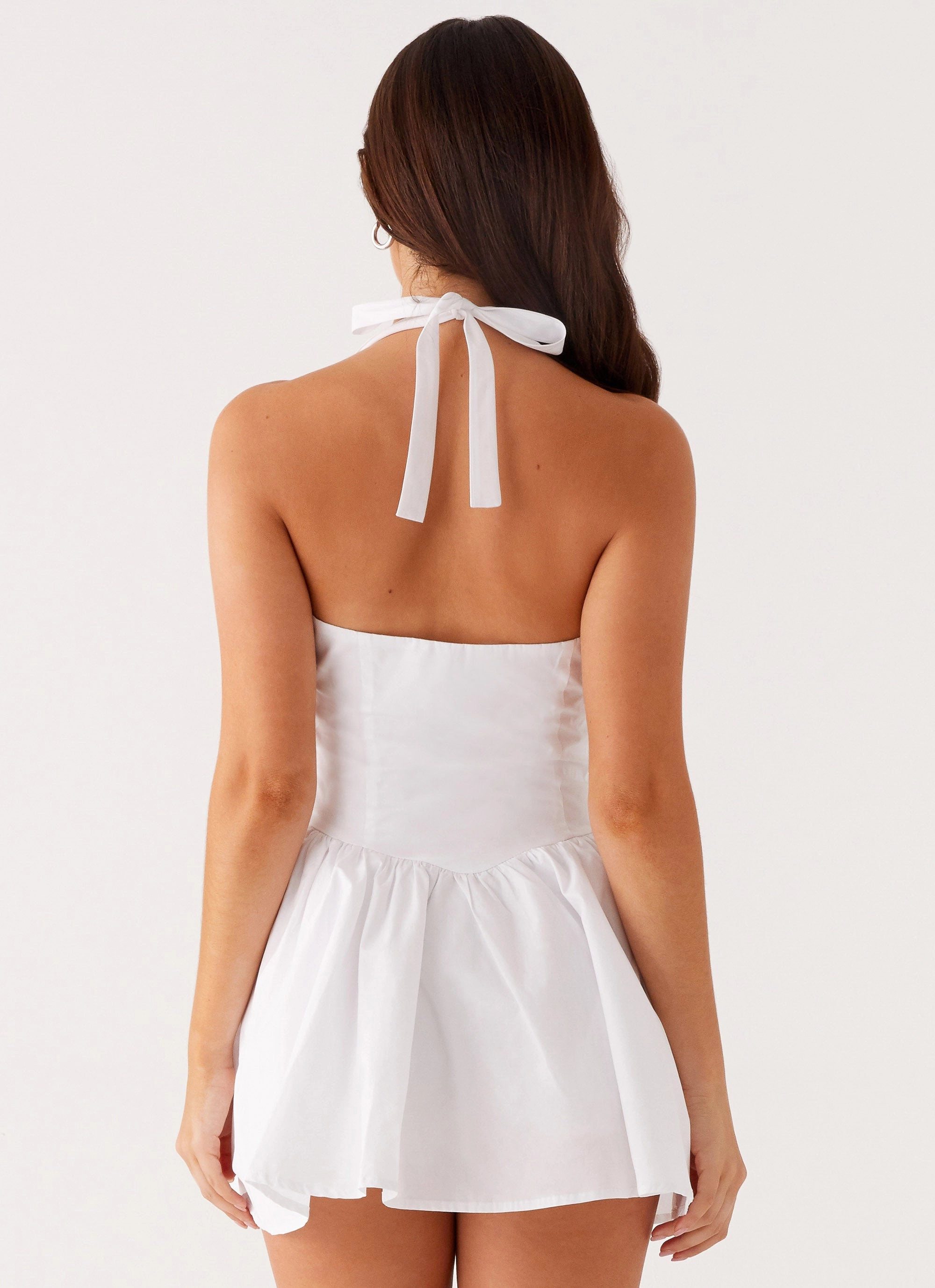 Anya Halterneck Mini Dress - Ivory Smooth Look sweet moment