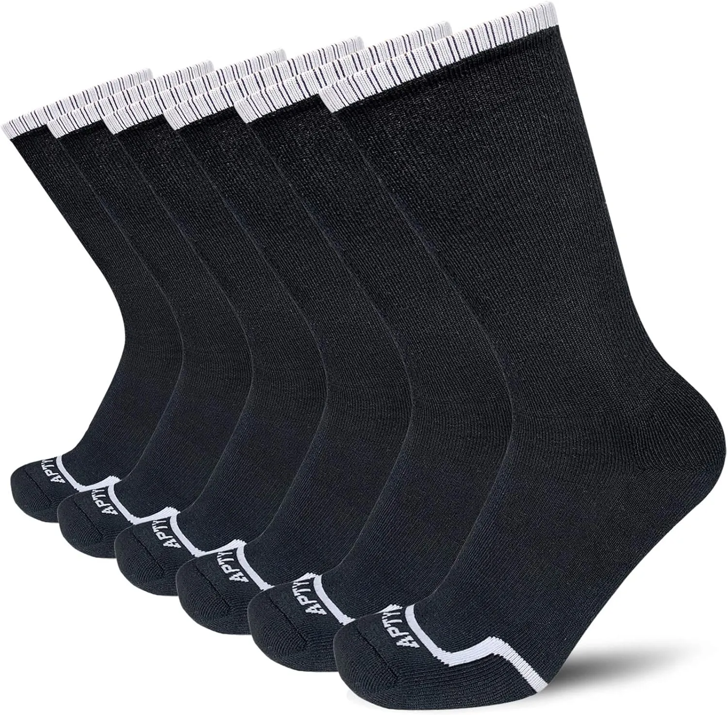 APTYID Men's Moisture Wicking Cushioned Crew Work Boot Socks (4-6 Pairs)