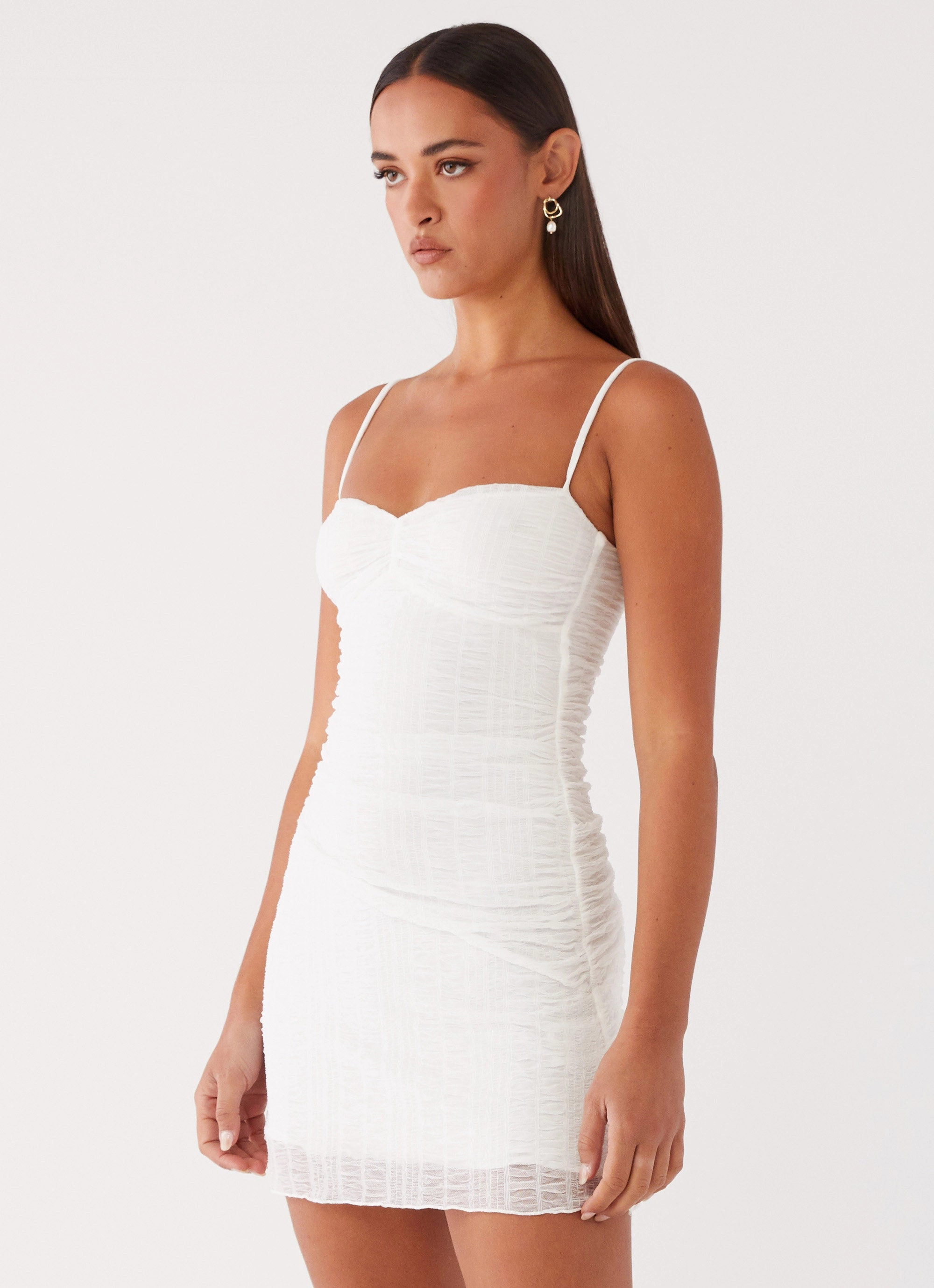 Effortless Style Sophisticated Style Arden Mesh Mini Dress - White