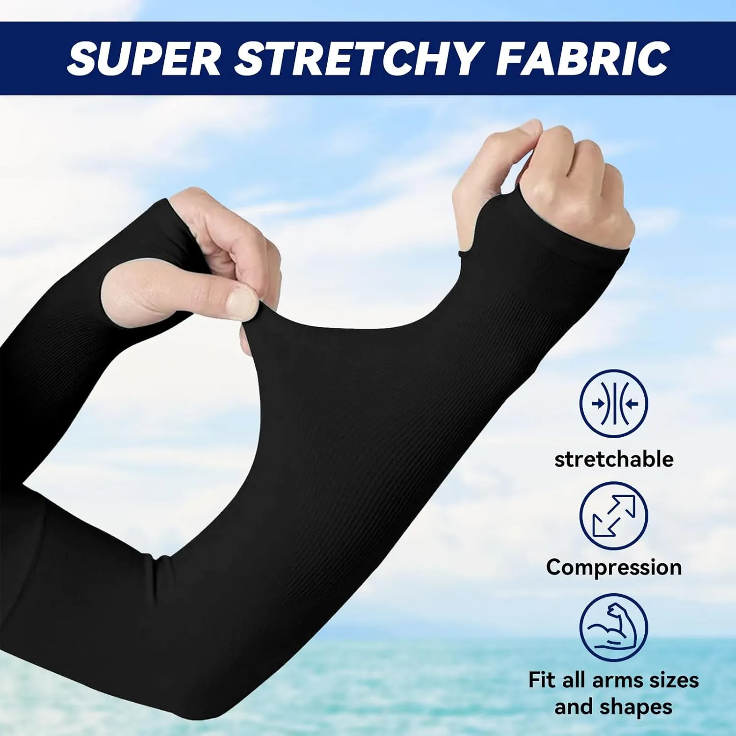 Arm Sleeves for Men Women to Cover Arms with Thumb Holes, Sun UV Protection Arm Warmers, for Volleyball Football Golf