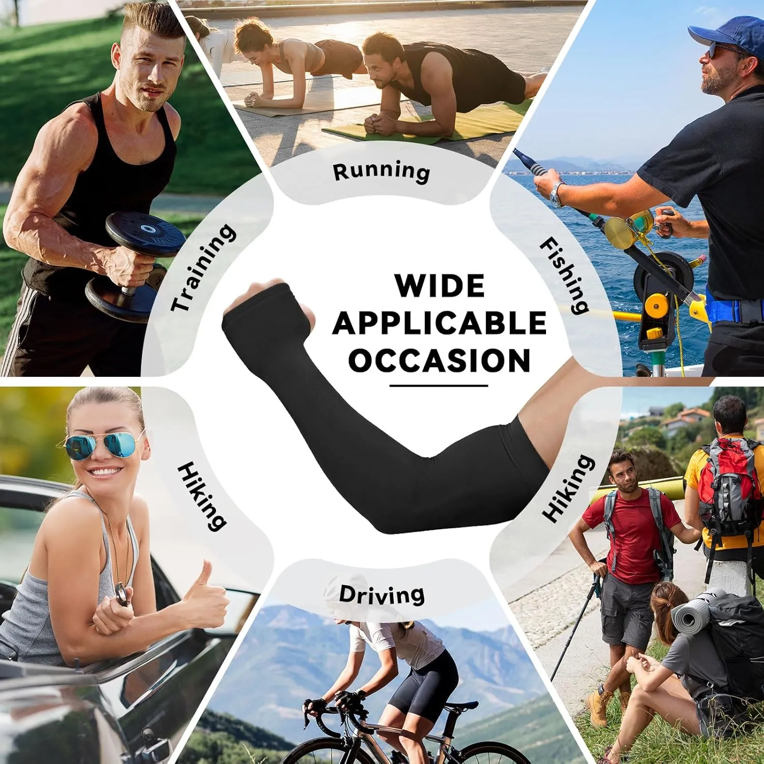 Arm Sleeves for Men Women to Cover Arms with Thumb Holes, Sun UV Protection Arm Warmers, for Volleyball Football Golf
