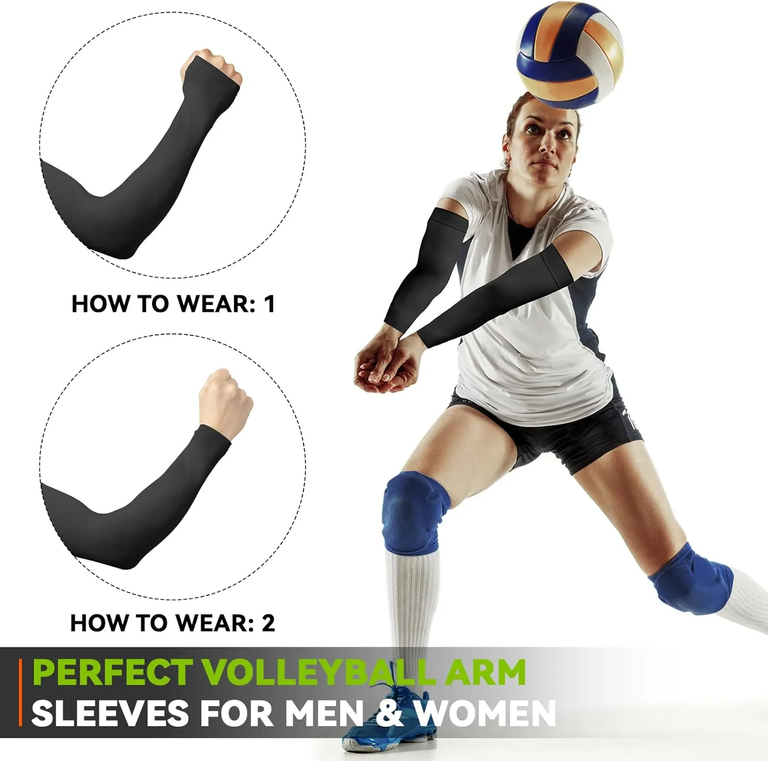 Arm Sleeves for Men Women to Cover Arms with Thumb Holes, Sun UV Protection Arm Warmers, for Volleyball Football Golf