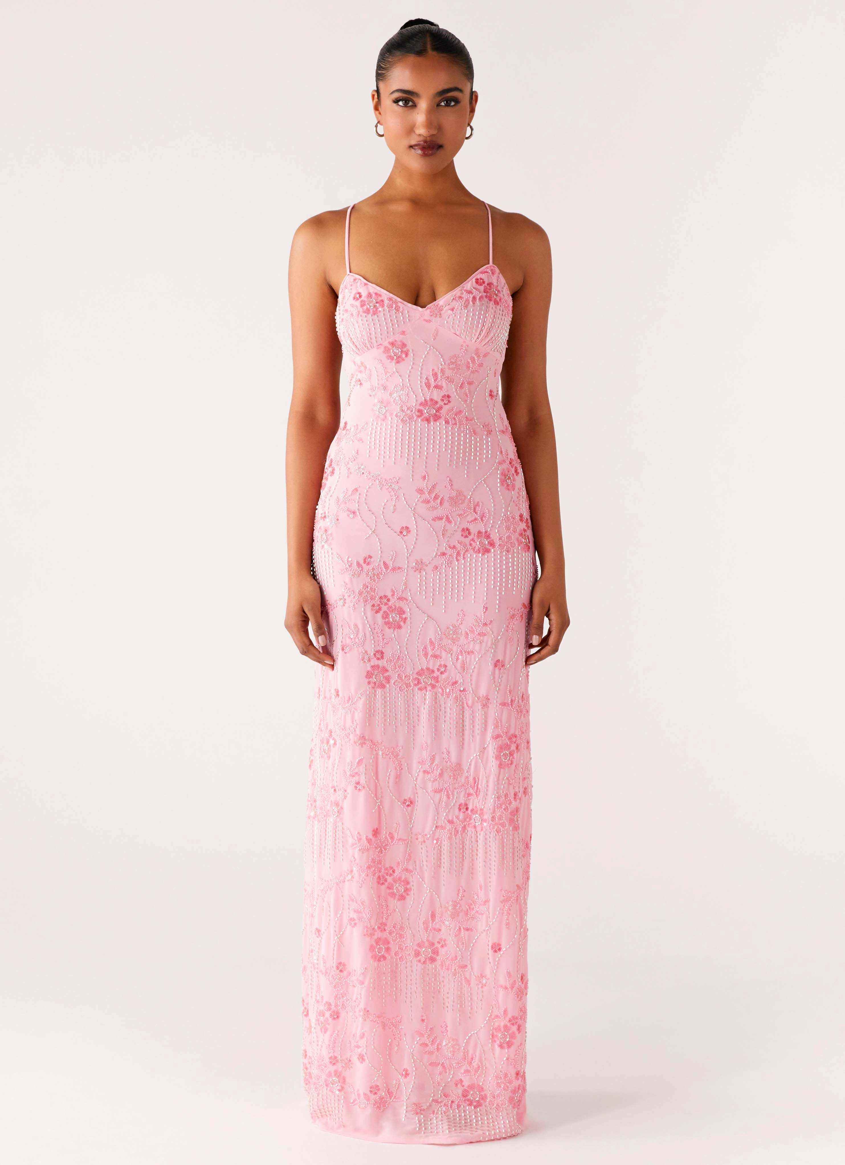 Smart Lines Vietta Sequin Cami Maxi Dress - Pink
