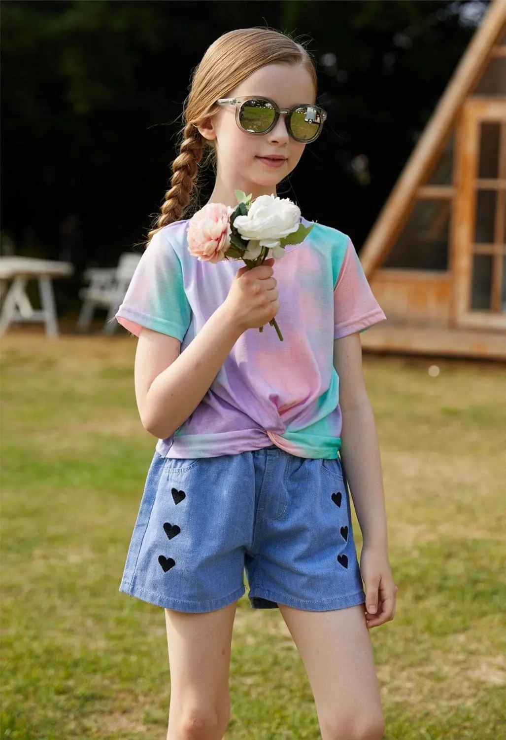 Arshiner Girls Casual Tie Dye Short-Sleeve T-Shirt