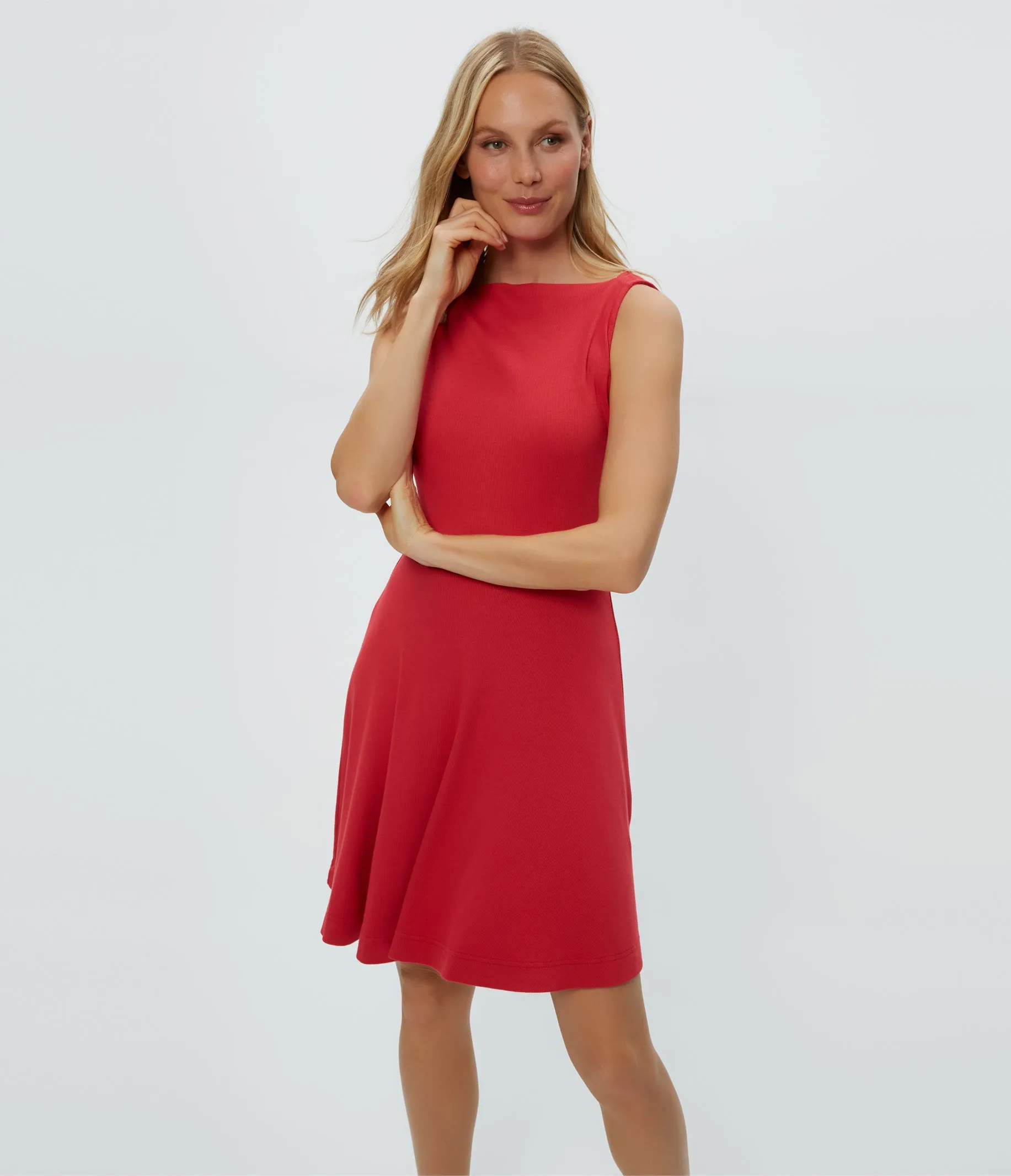 Emerging-Brand ANDY ULTRA RIB MINI SKATER DRESS