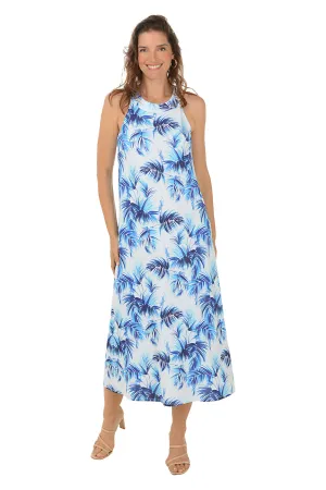Asymmetric Hem Feather Trees UPF50 Halter Neck Sleeveless Maxi Dress Feather Trees UPF50 Halter Neck Sleeveless Maxi Dress Stylish Mood Evening Tone