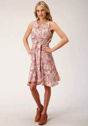 Authentic Touch Roper Womens Spring Paisley Yellow 100% Polyester S/L Dress Casual Friday Elegant Casual Comfort Stretch Weave Roper Womens Spring Paisley Yellow 100% Polyester S/L Dress