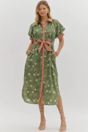 Autumn Floral Belted Midi Dress Stylish Vibe Clean Cut Autumn Floral Belted Midi Dress
