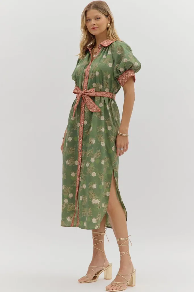 Knit Cool All Time Fit Autumn Floral Belted Midi Dress