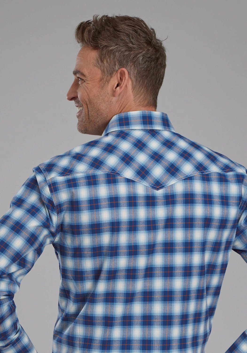 Timeless Piece Year-Round Favorite Roper Mens 2164 Stretch Plaid Blue Cotton Blend Tall L/S Shirt