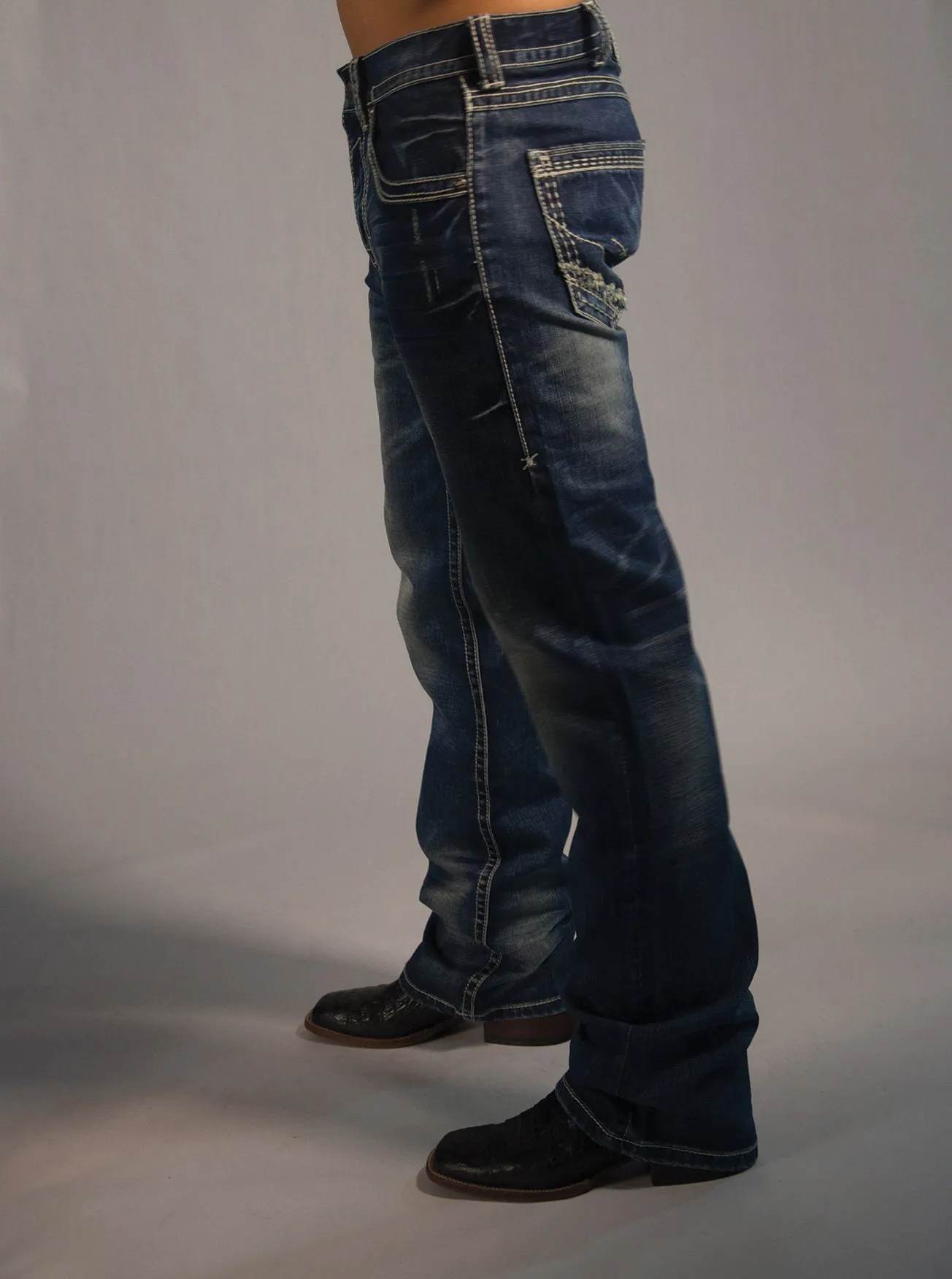B Tuff Mens Blue Cotton Denim Jeans Strong Faded Torque Earthy Rainy Day City Walk
