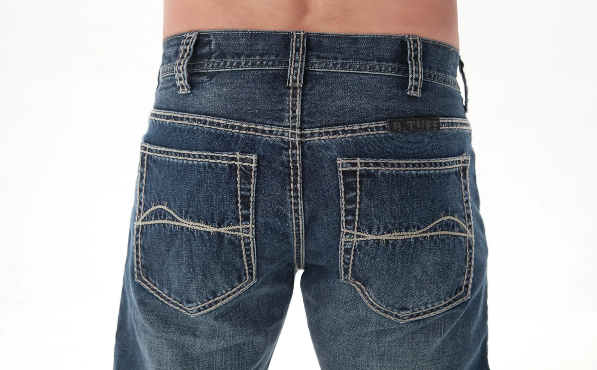 B Tuff Mens Medium Wash 100% Cotton Jeans American Flag HOOAH All Occasion