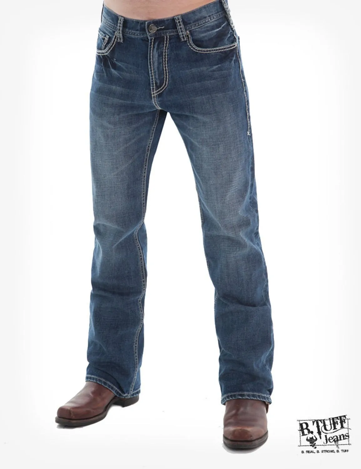 Affordable Unisex Wear Comfy Design Style B Tuff Mens Medium Wash 100% Cotton Jeans American Flag HOOAH