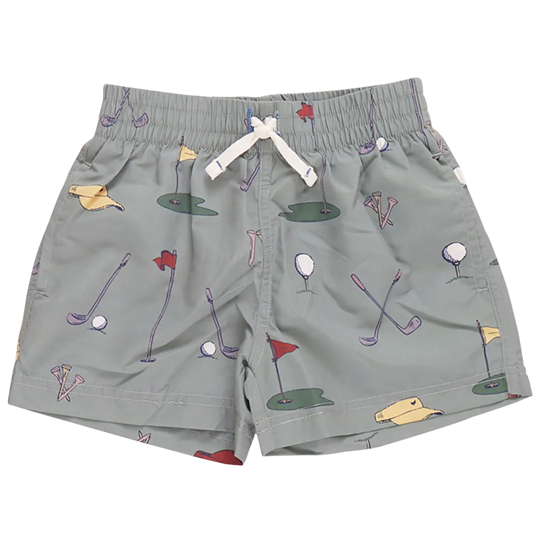 Baby Boys Swim Trunk - Green Golf Tournament