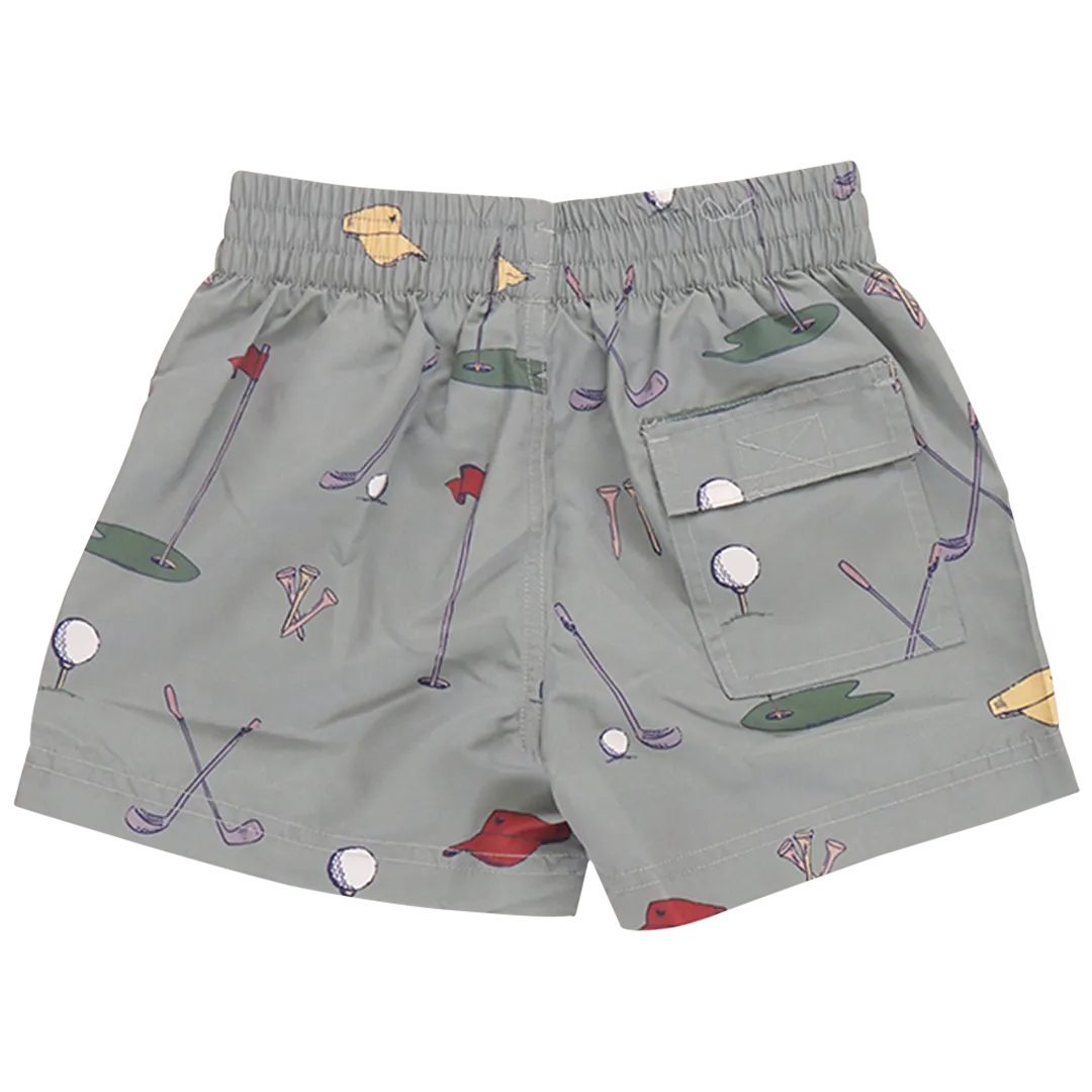 Baby Boys Swim Trunk - Green Golf Tournament