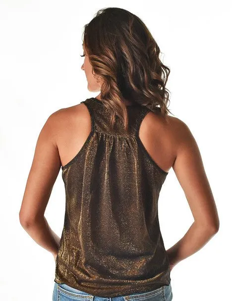 Youthful Vibe Premium Quality Cowgirl Tuff Womens Shimmer Breathe Copper Nylon S/L Tank Top