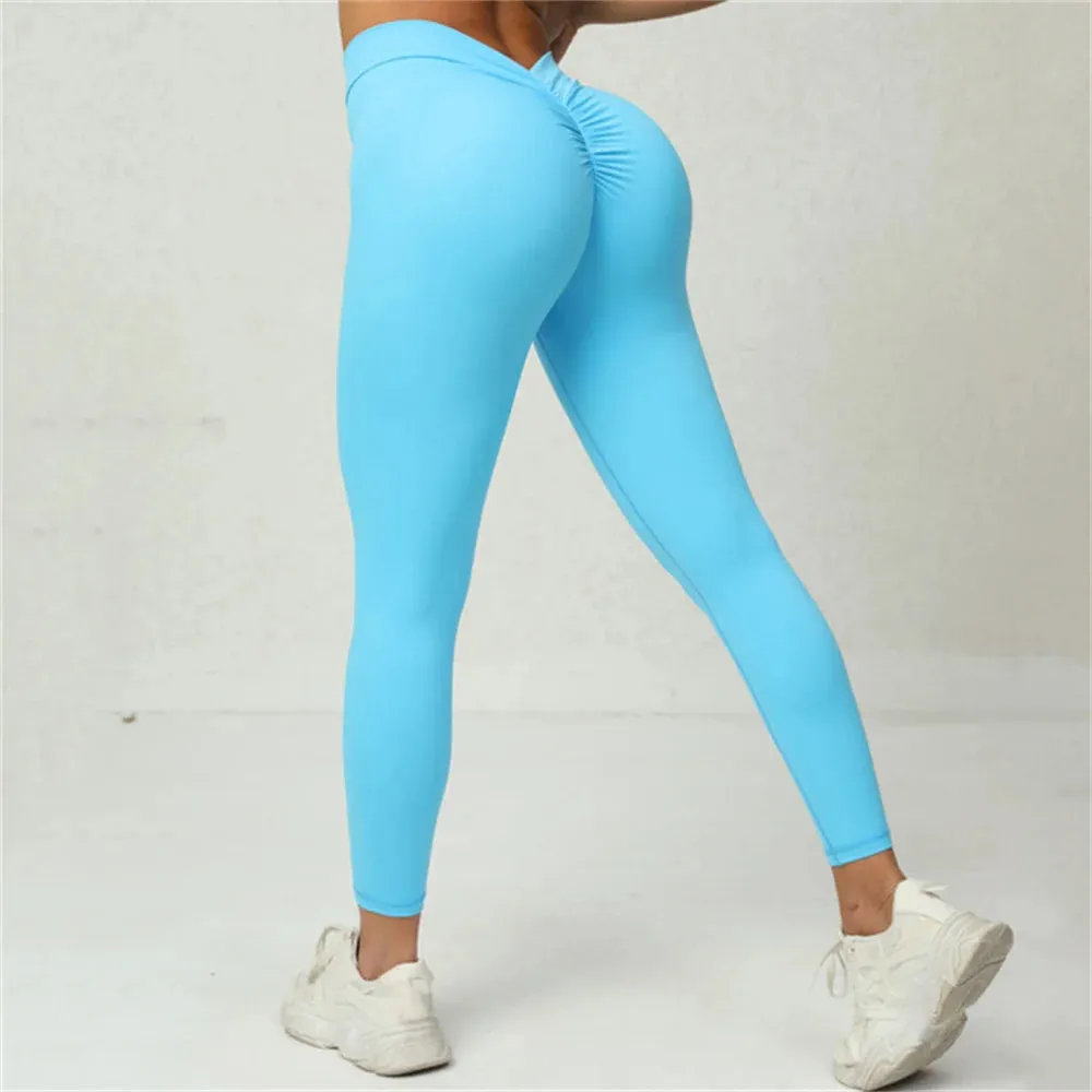 Back V Energy Leggings Push Up Sports Yoga Pants for Women