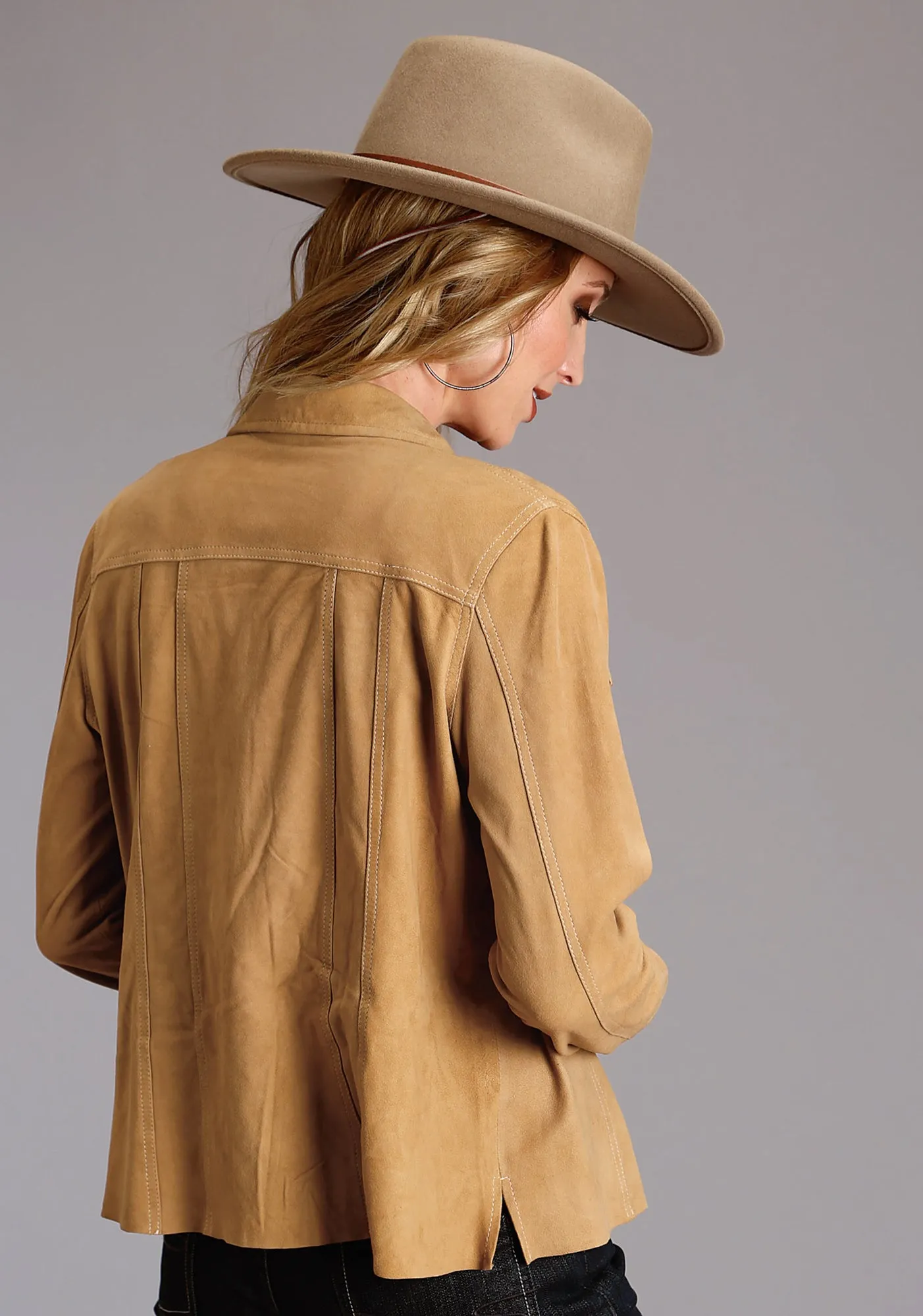 Stetson Womens Unlined Snap Front Brown Suede Leather Jacket Matching Basic Everyday Confidence