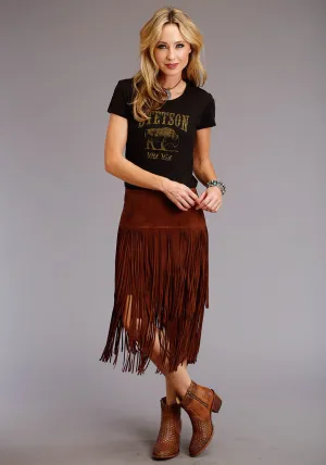 Balanced Wear Stetson Womens Long Fringe Brown Leather Skirt Stetson Womens Long Fringe Brown Leather Skirt Street Fashion Breathable
