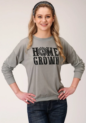 Balanced Style Roper Womens Grey Poly/Rayon Home Grown L/S T-Shirt Roper Womens Grey Poly/Rayon Home Grown L/S T-Shirt Traveler Gear Nature Lover Night Out Modern Fit