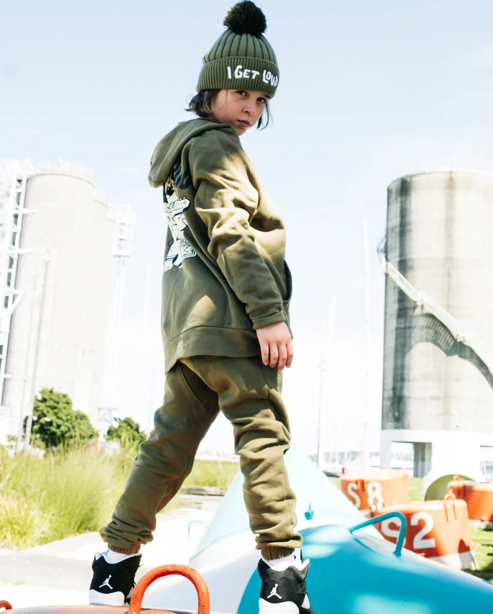 BAND OF BOYS | Khaki Green Fleece Joggers