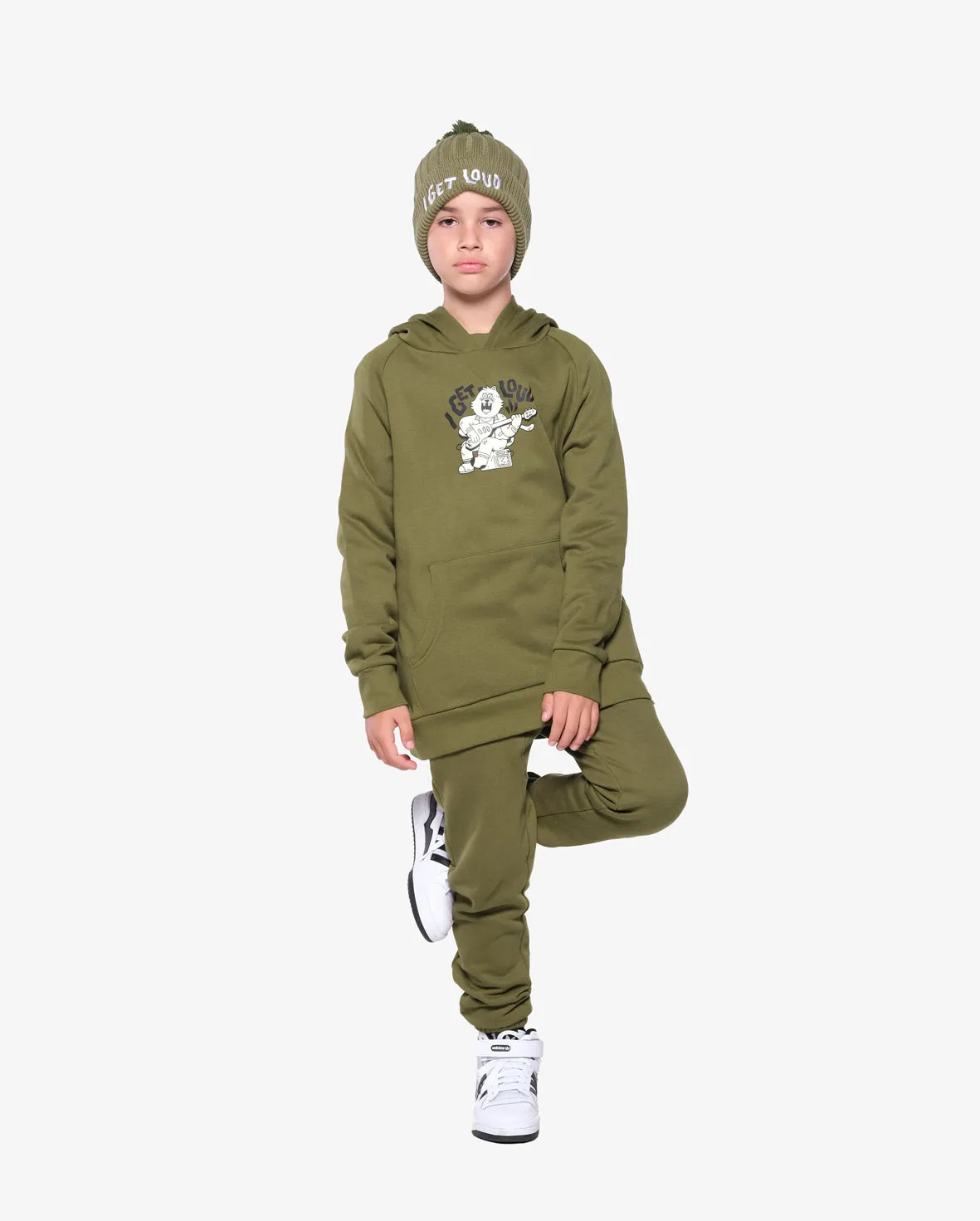 BAND OF BOYS | Khaki Green Fleece Joggers