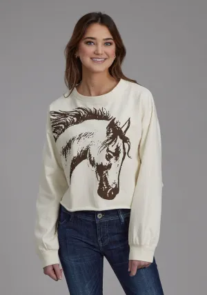 Base Fit Roper Womens Large Horse Head Cream 100% Cotton L/S T-Shirt Roper Womens Large Horse Head Cream 100% Cotton L/S T-Shirt Sustainable Trend Setter Versatile Heavyweight Denim