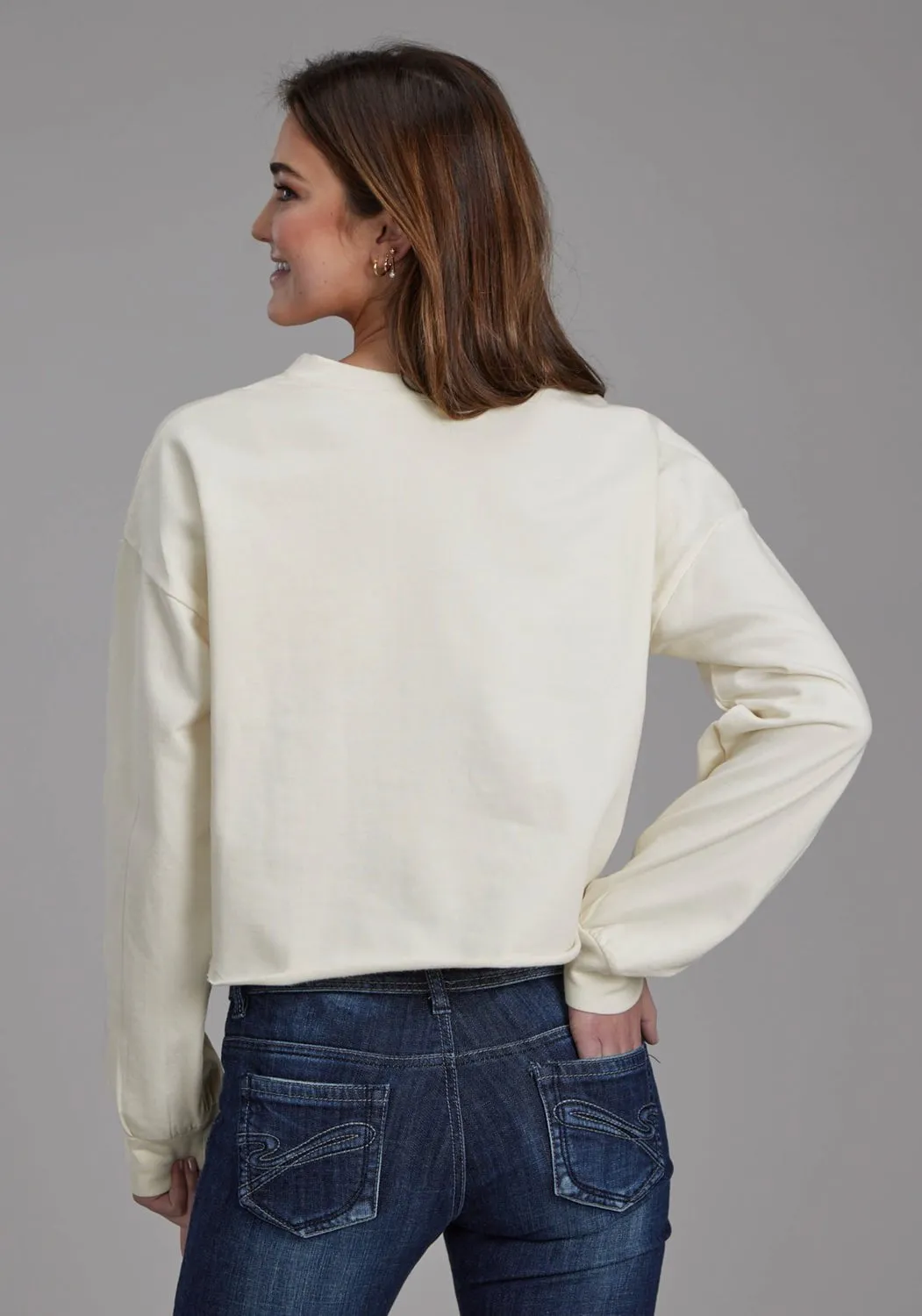 Versatile Weekend Style Roper Womens Large Horse Head Cream 100% Cotton L/S T-Shirt