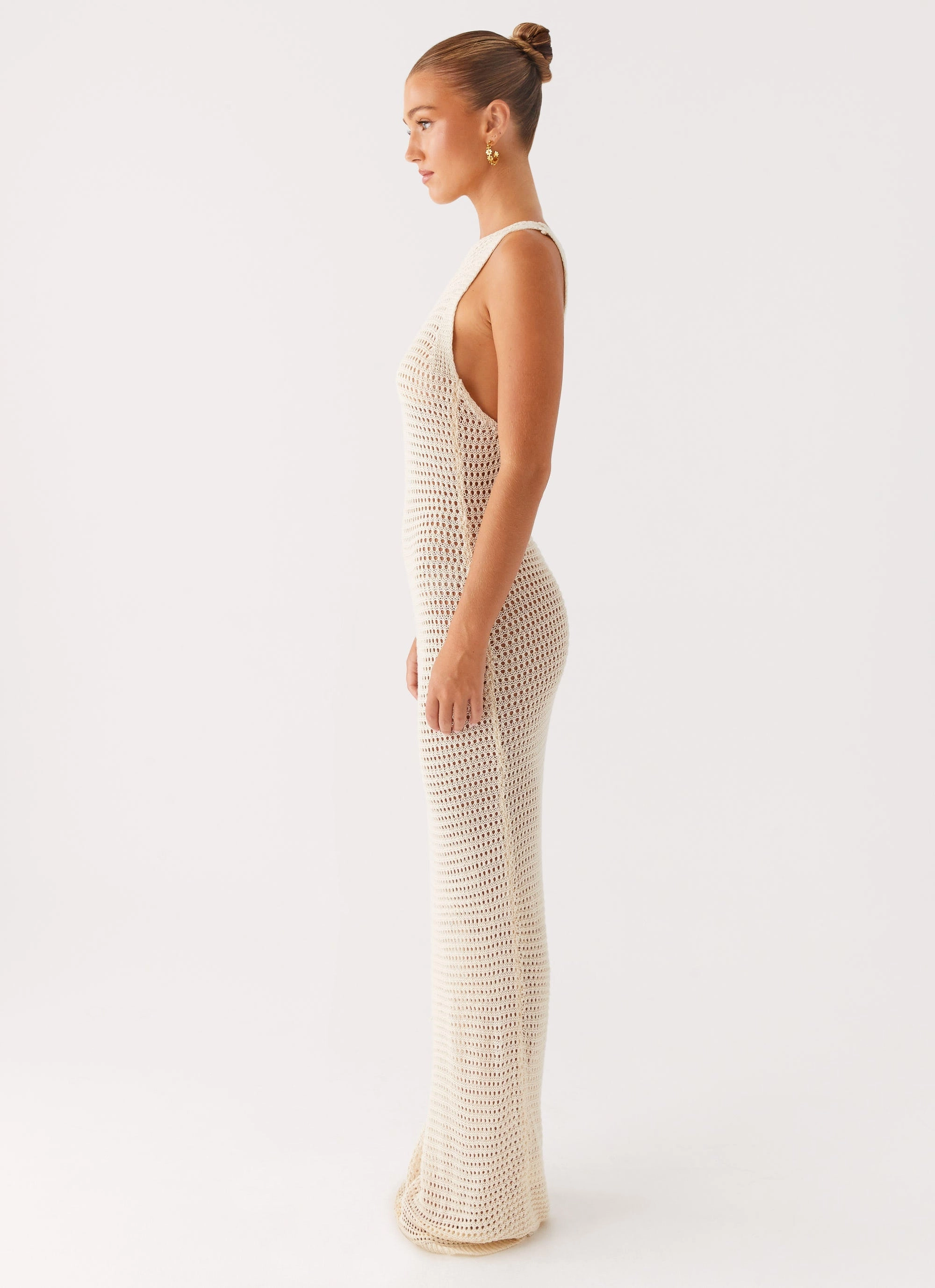 Beach House Crochet Maxi Dress - White Bright Colors