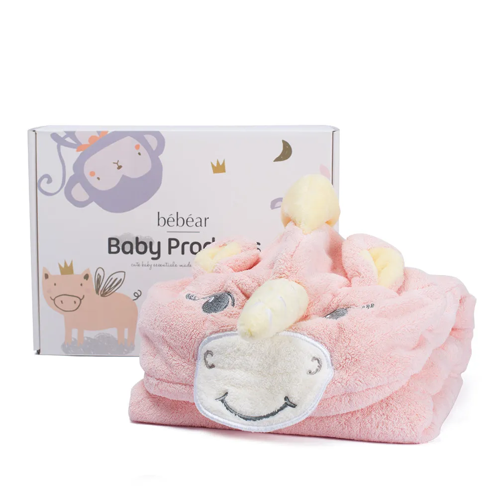Bebamour Hoooded Baby Towel for Bath/Beach, 100% Cotton Hooded Towel for Kids, Unicorn Designed Bath Towl/Beach Towel, Ultra Soft Children Swimming/Bath Towel with Hood for Girls/Boys