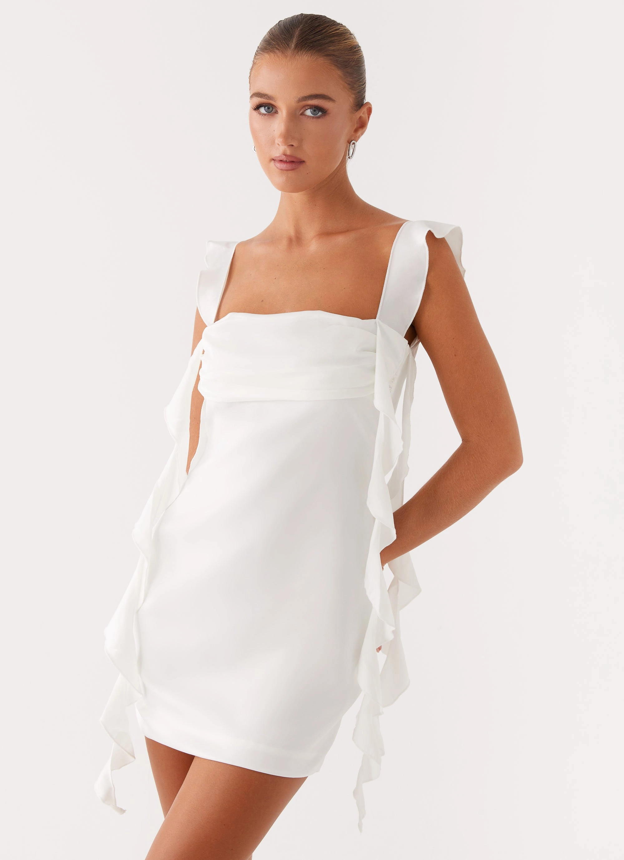 Cotton Touch Bare Arm Beckham Mini Dress - White