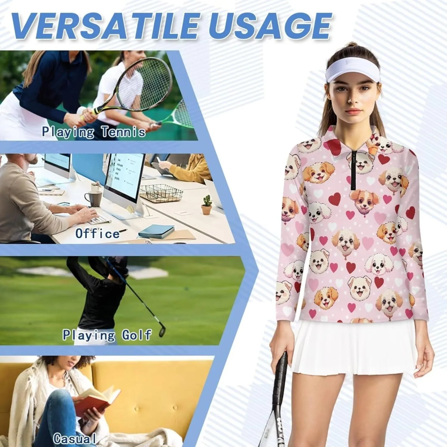 Belidome Long Sleeve Golf Shirt Womens Half Zip Athletic Top Moisture Wicking Outfit Activewear Quick Dry