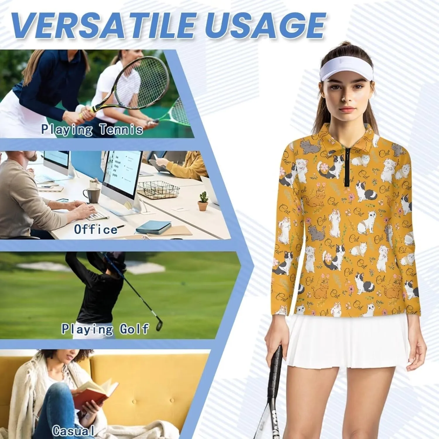 Belidome Long Sleeve Golf Shirt Womens Half Zip Athletic Top Moisture Wicking Outfit Activewear Quick Dry